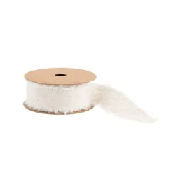 Bobine de ruban effiloché avec effet de lin - 25 mm x 3 m - Couleur au choix