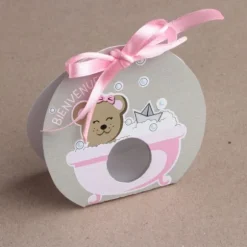 10 Boites Baby Shower - Nounours Rose