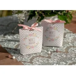 6 Boites à dragées - Mariage Fleuri