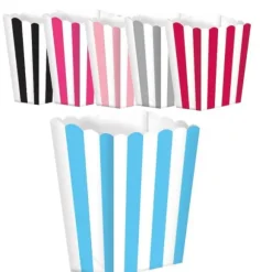 5 boites à pop-corn rayées - Couleur au choix