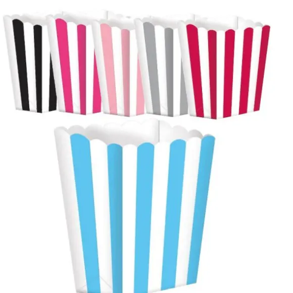 5 boites à pop-corn rayées - Couleur au choix