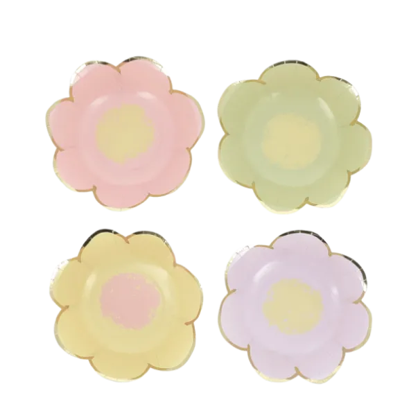 8 bols en forme de fleurs en carton - Diamètre 13,5 cm - Pâques