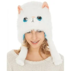 Bonnet Adulte Chat - Blanc