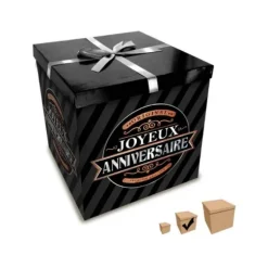 Boîte Cadeau Joyeux Anniversaire Noire - 20 x 20 cm