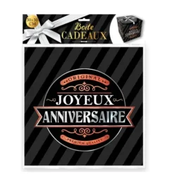 Boîte Cadeau Joyeux Anniversaire Noire - 30 x 30 cm