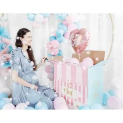 Boîte en carton XXL "Boy or Girl" pour l'envoi des ballons - 60 x 40 x 60 cm - Gender Reveal