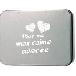 Boîte Métallique Marraine - Inscription "Pour ma marraine adorée"