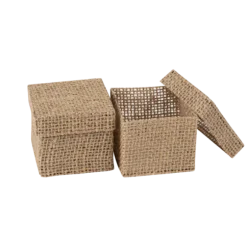 2 boîtes carrées en jute - 5 x 5 x 5 cm