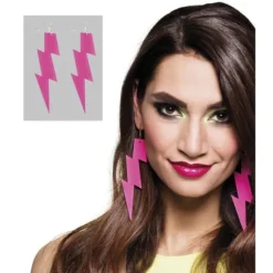 Boucles d'oreille Disco flash - rose fluo