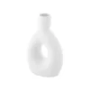 Bougeoir blanc en céramique avec rond - 8,7 x 4,3 x 14 cm - Collection Voile de Douceur