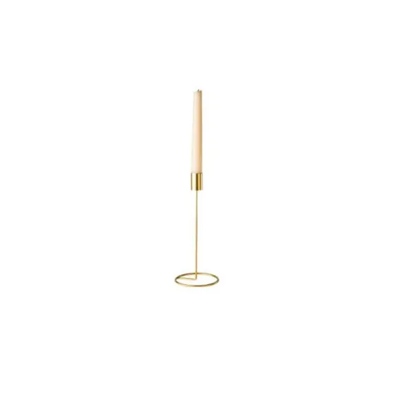 Bougeoir Design en Métal Doré sur Socle - 23 cm