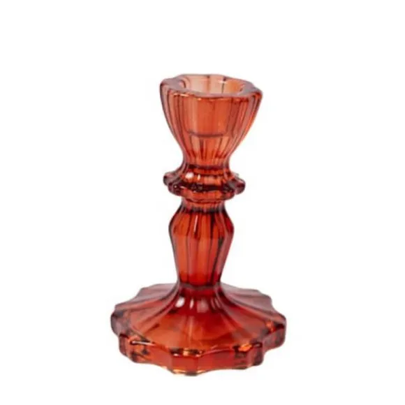 Bougeoir double en verre - Antonio - 5,5 x 8,5 cm - Couleur au choix