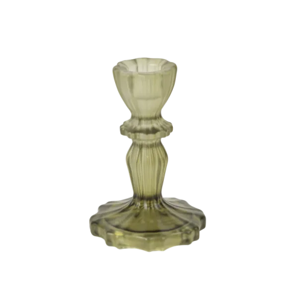 Bougeoir double en verre - Antonio - 5,5 x 8,5 cm - Couleur au choix