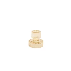 Bougeoir Double Lembata - Verre Ambré Rainuré