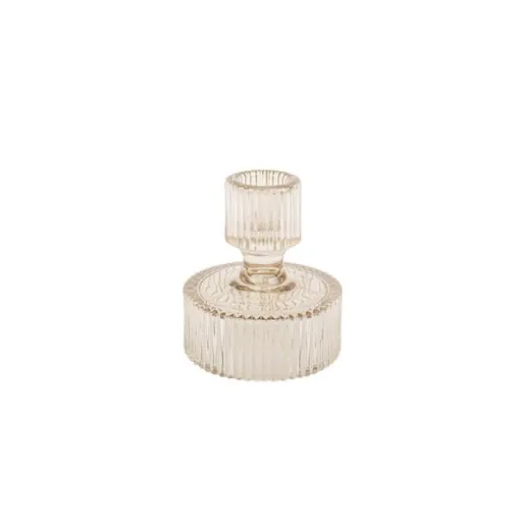Bougeoir Double Timor - Verre Fumé Rainuré
