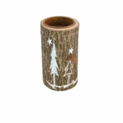 Bougeoir Effet Tronc avec Sapins