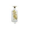 Bougeoir en verre avec fleurs séchées en décor - 24 cm - Couleur au choix