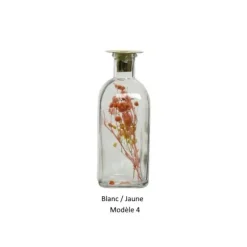 Bougeoir en verre avec fleurs séchées en décor - 19 cm - Modèle au choix