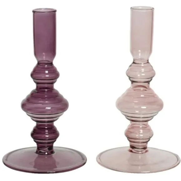 Bougeoir en verre - 16 cm - Couleur au choix