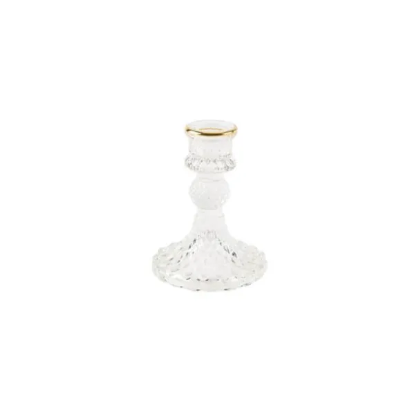 Bougeoir Garance- Verre Transparent et Liseré Or