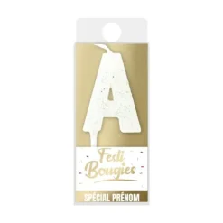 Bougie blanche en forme de lettre - Lettre au choix