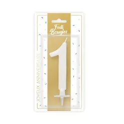 Bougie blanche irisée en forme de chiffre - Chiffre au choix