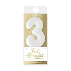 Bougie blanche à paillettes argentées en forme de chiffre - Chiffre au choix