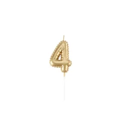 Bougie chiffre effet ballon mylar - Or - Chiffre au choix