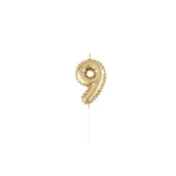 Bougie chiffre effet ballon mylar - Or - Chiffre au choix