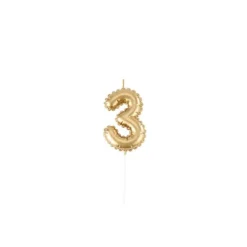Bougie chiffre effet ballon mylar - Or - Chiffre au choix