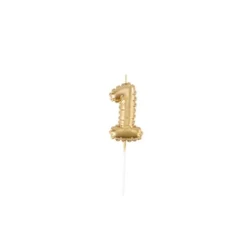 Bougie chiffre effet ballon mylar - Or - Chiffre au choix