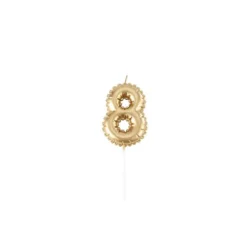 Bougie chiffre effet ballon mylar - Or - Chiffre au choix