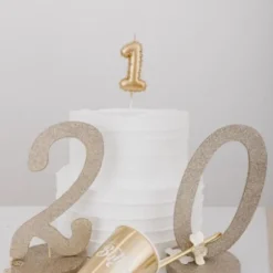 Bougie chiffre effet ballon mylar - Or - Chiffre au choix