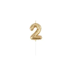 Bougie chiffre effet ballon mylar - Or - Chiffre au choix