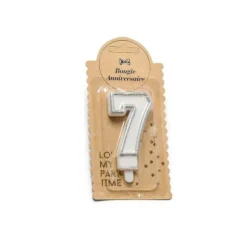 Bougie Chiffre 7 Pailleté Argent