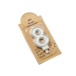 Bougie Chiffre 8 Pailleté Argent