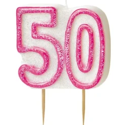 Bougie Chiffres Anniversaire 50 ans 'Glitz' Roses