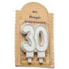 Bougie Chiffres Anniversaire 30 ans - Pailletée Argent