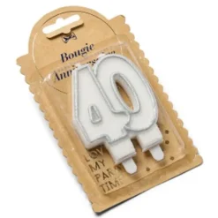 Bougie Chiffres Anniversaire 40 ans - Pailletée Argent
