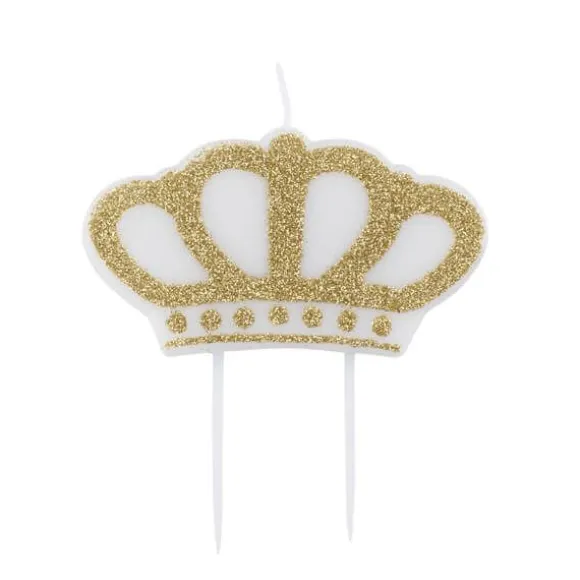 Bougie couronne à paillettes dorées