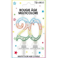 Bougie d'Anniversaire 20 Ans Multicolore