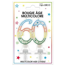 Bougie d'Anniversaire 60 Ans Multicolore