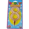Bougie d'Anniversaire Chiffre 8 - Coloris au choix