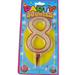 Bougie d'Anniversaire Chiffre 8 - Coloris au choix
