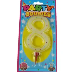 Bougie d'Anniversaire Chiffre 8 - Coloris au choix