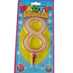 Bougie d'Anniversaire Chiffre 8 - Coloris au choix