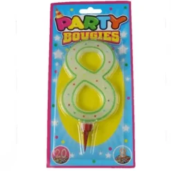 Bougie d'Anniversaire Chiffre 8 - Coloris au choix
