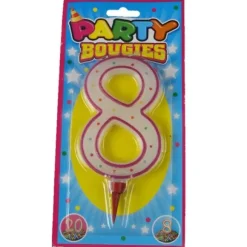 Bougie d'Anniversaire Chiffre 8 - Coloris au choix