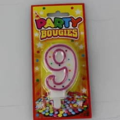Bougie d'Anniversaire Chiffre 9 - Divers Coloris