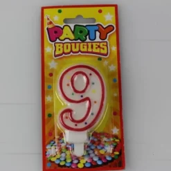 Bougie d'Anniversaire Chiffre 9 - Divers Coloris